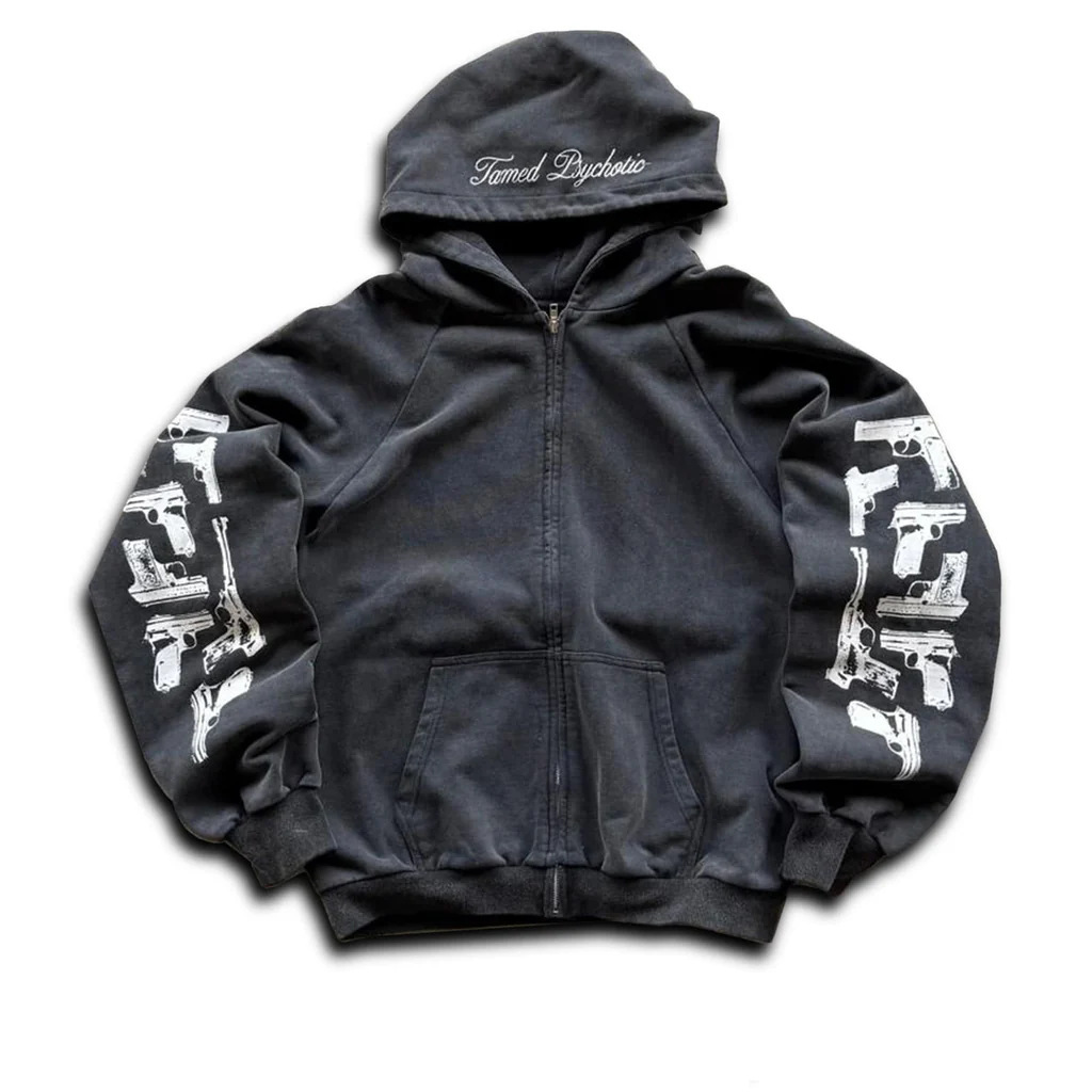 Street Fashion Zip Up Hoodie - Style streetwear américain, motif créatif imprimé