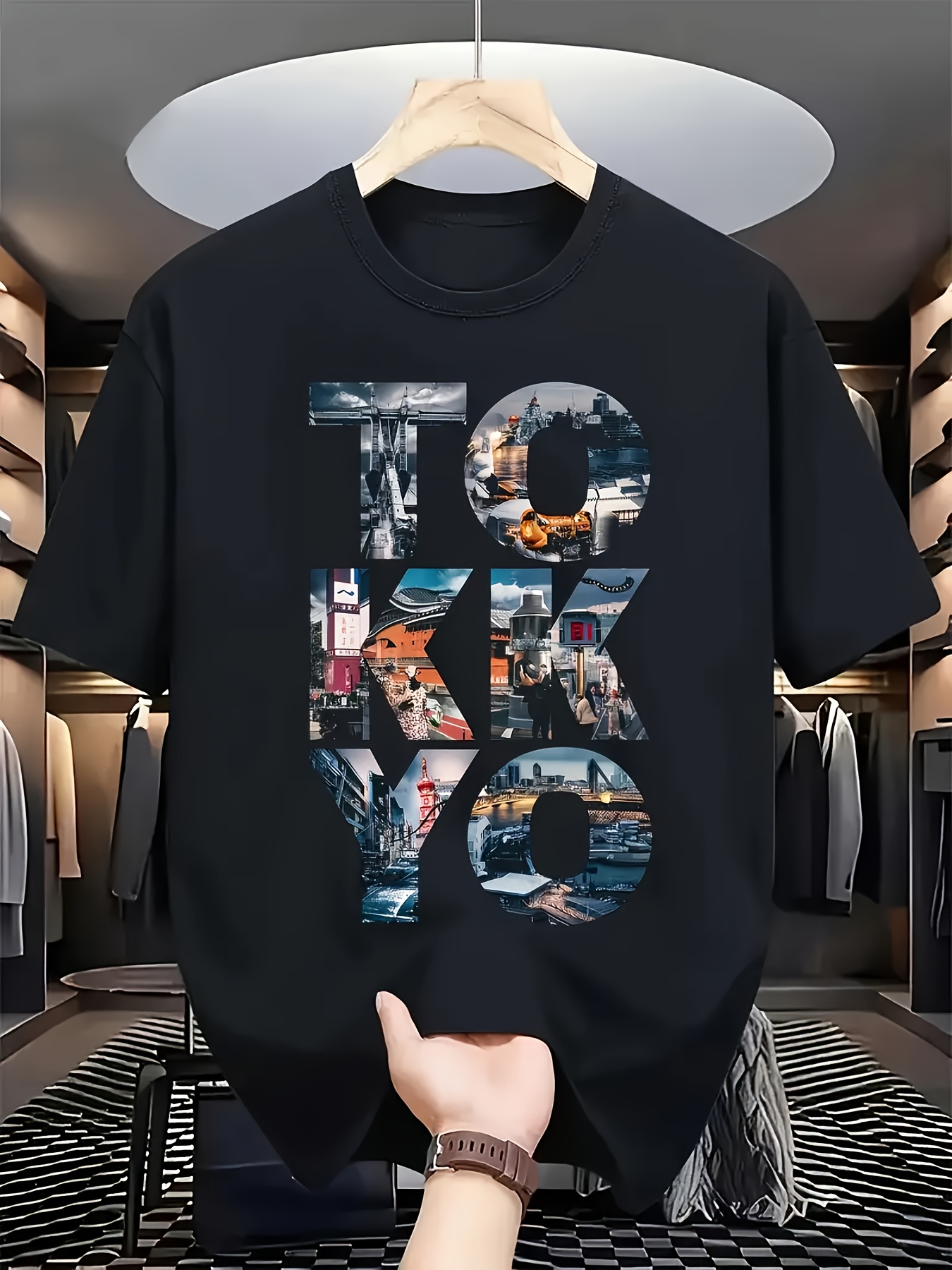 Street Fashion Tokyo - T-shirt graphique noir tendance pour homme,