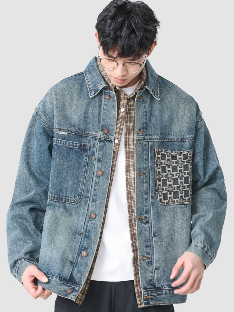Street Fashion Hong Kong - Veste en jean à poches brodées