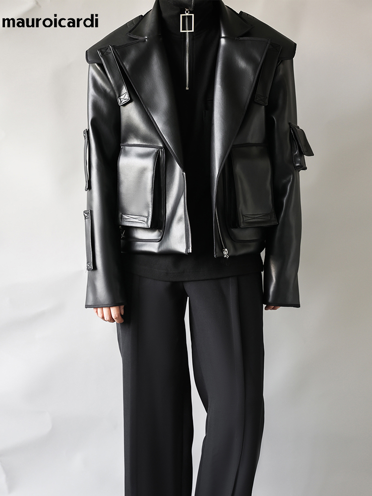 Street Fashion Runway - Mauroicardi-Veste en similicuir souple pour homme,