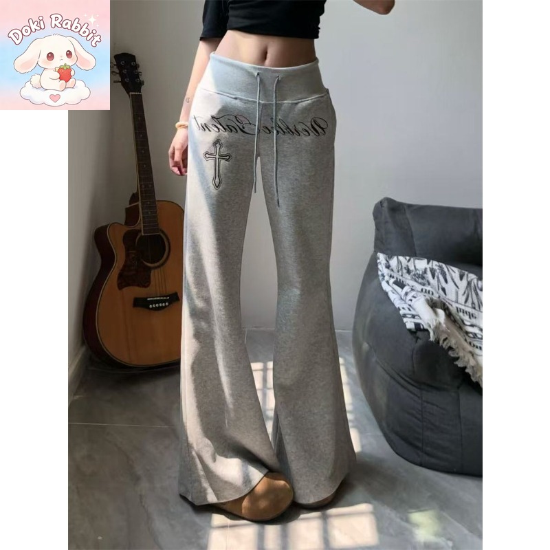 Korean Street Fashion Female - Pantalon évasé taille haute ample pour