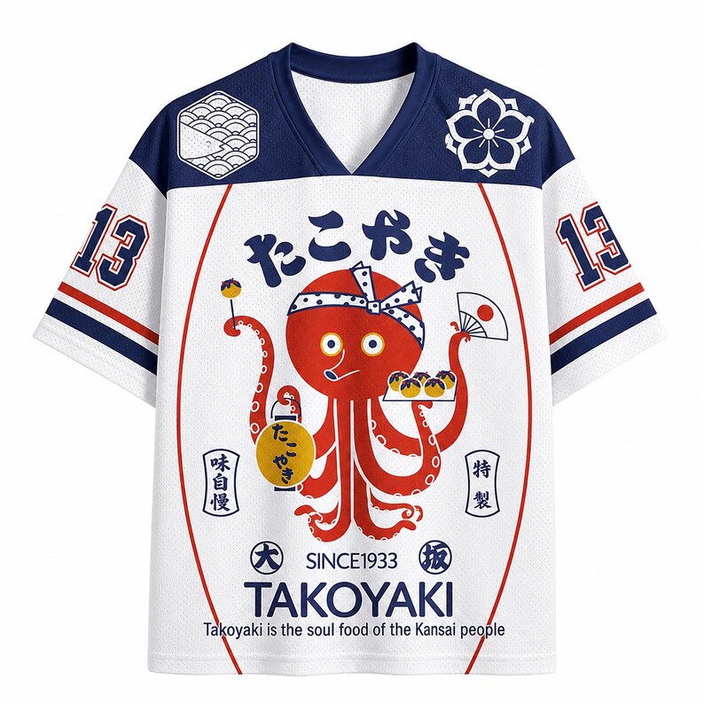 Street Fashion Osaka - Chemise rétro classique Osaka Octopus imprimée