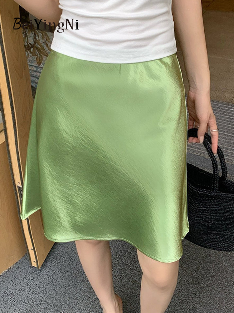 Korean Street Fashion Female - Jupe Courte en Satin de Luxe