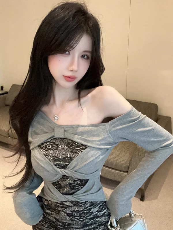 Street Fashion Hong Kong - Robe Courte Rétro Chic en Dentelle