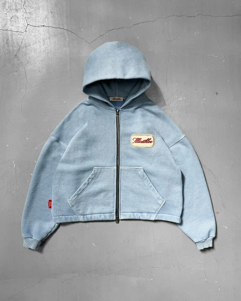 Street Fashion Zip Up Hoodie - Y2K mode nouvelle lettre broderie Patch