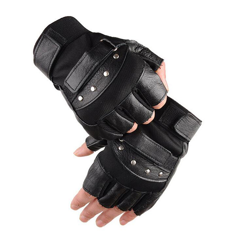 Street Fashion Gloves - Gants de fitness demi-doigt en cuir