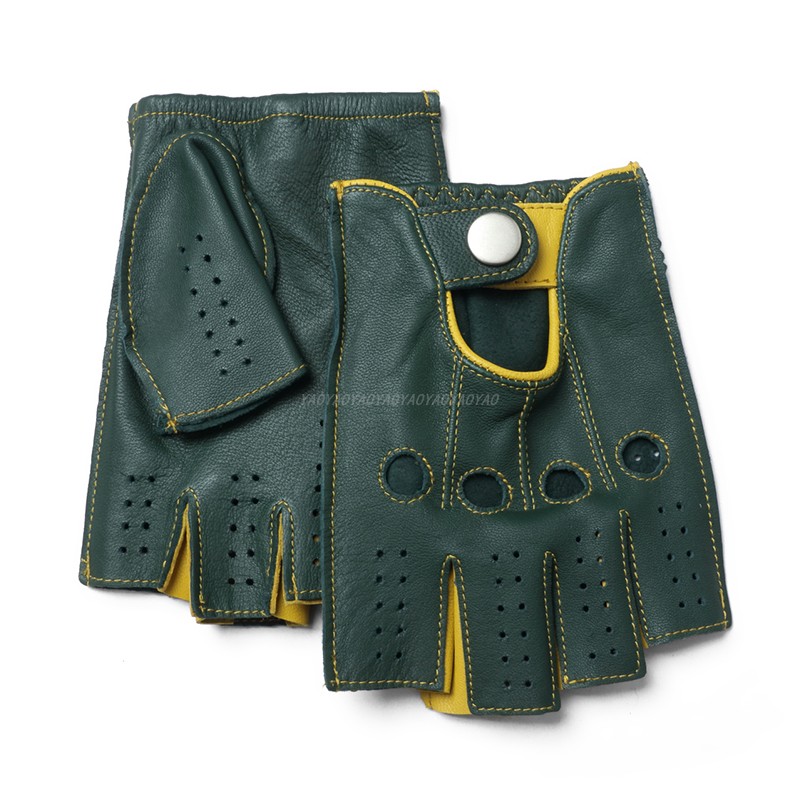 Street Fashion Gloves - Gants Homme Demi-Doigt en Cuir Véritable