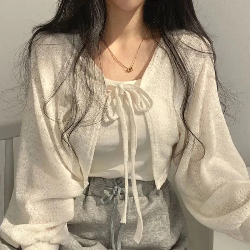 Cardigan tricoté blanc pour fe - Korean Street Fashion Female avis et prix