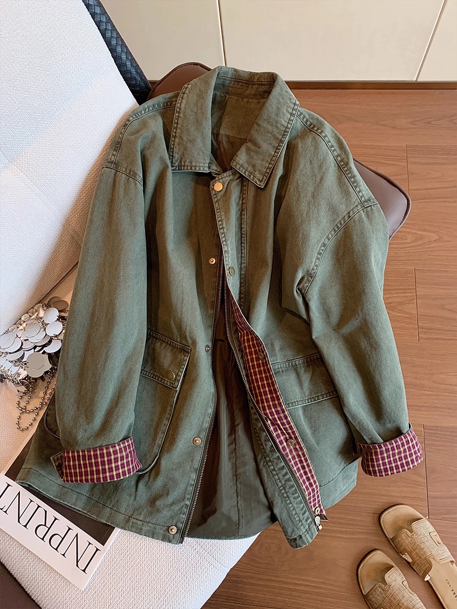 Veste en jean vert armée Vinta - Street Fashion Hong Kong avis et prix