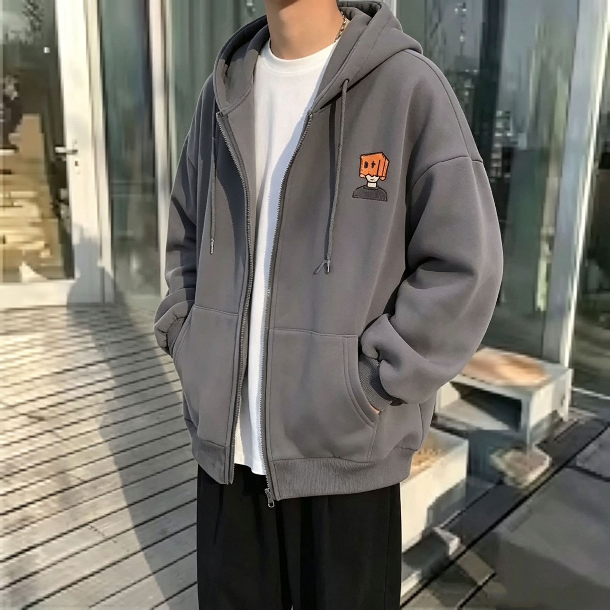 Sweat à capuche zippé pour hom - Street Fashion Zip Up Hoodie avis et prix