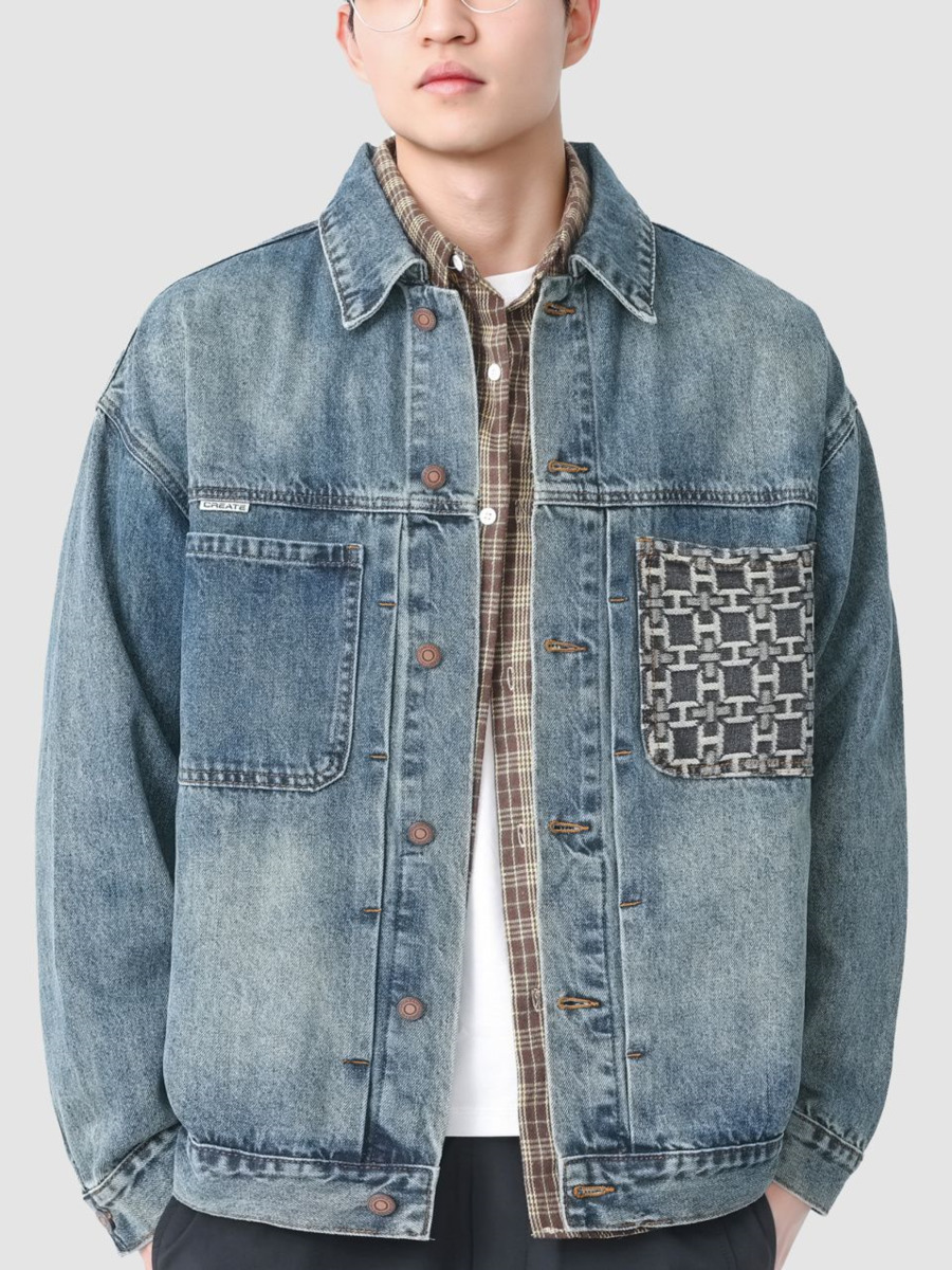 Veste en jean à poches brodées - Street Fashion Hong Kong avis et prix