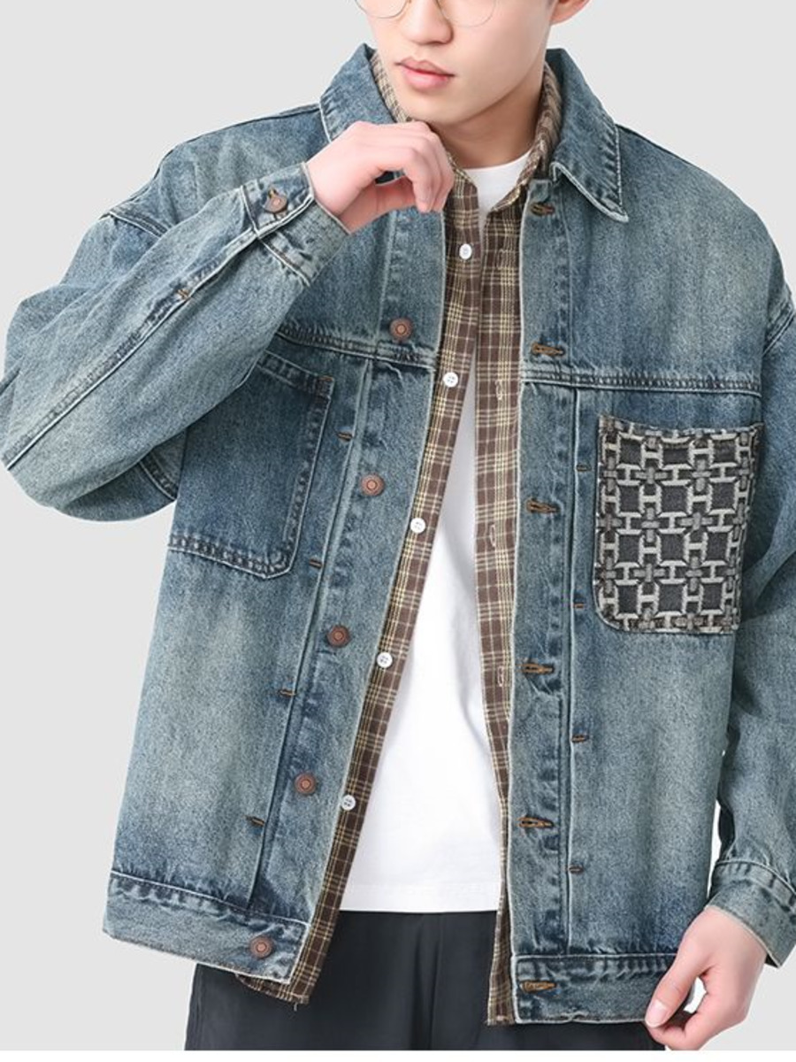 Veste en jean à poches brodées - Street Fashion Hong Kong avis et prix