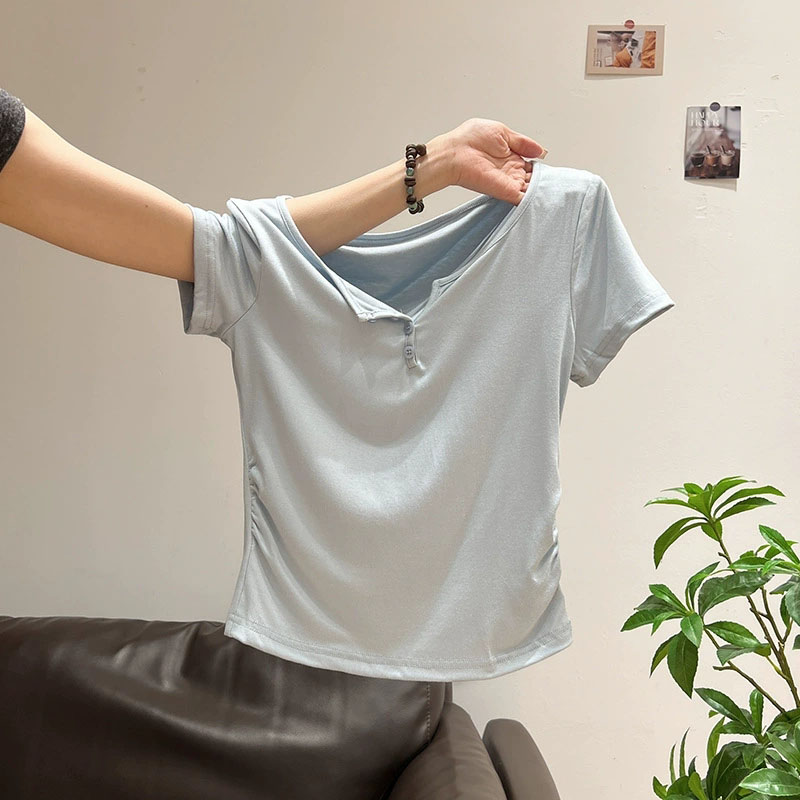 T-shirts pour femmes à col sem - Korean Street Fashion Female avis et prix