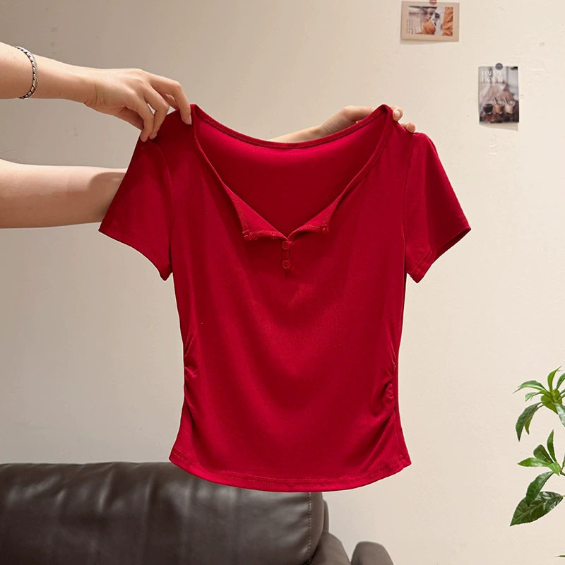 T-shirts pour femmes à col sem - Korean Street Fashion Female avis et prix