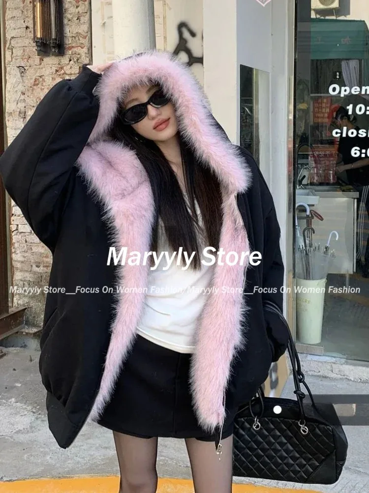 Manteau patchwork de fourrure  - Korean Street Fashion Female avis et prix