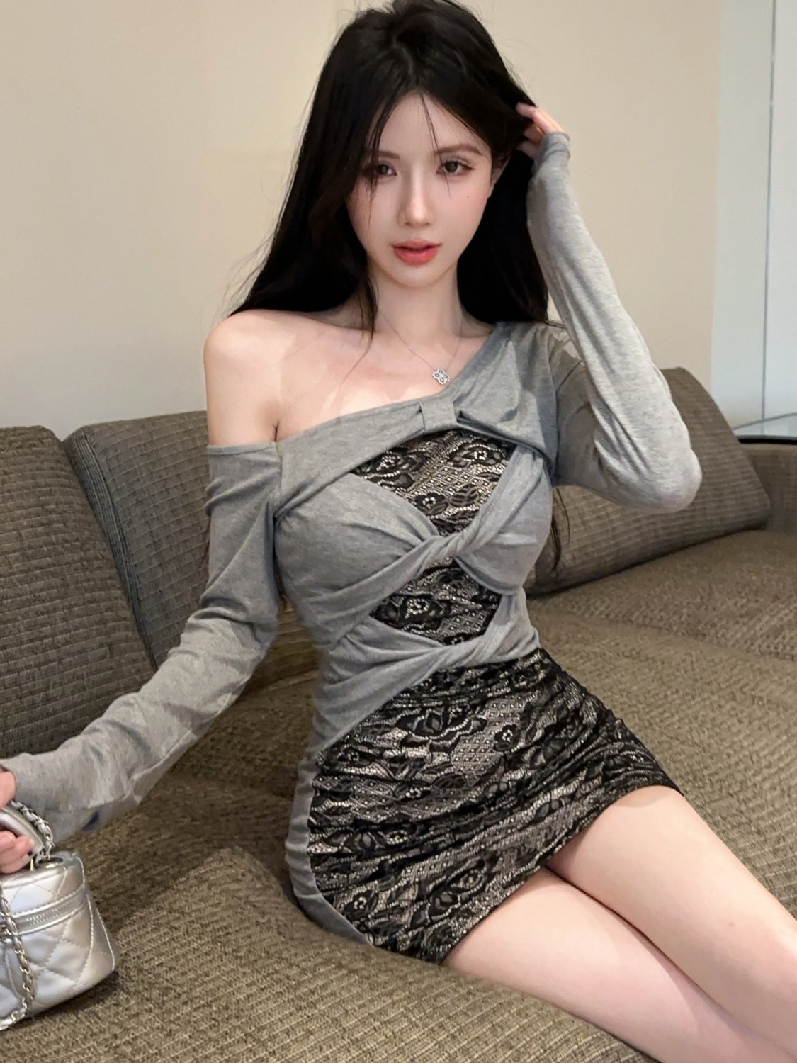 Robe Courte Rétro Chic en Dent - Street Fashion Hong Kong avis et prix