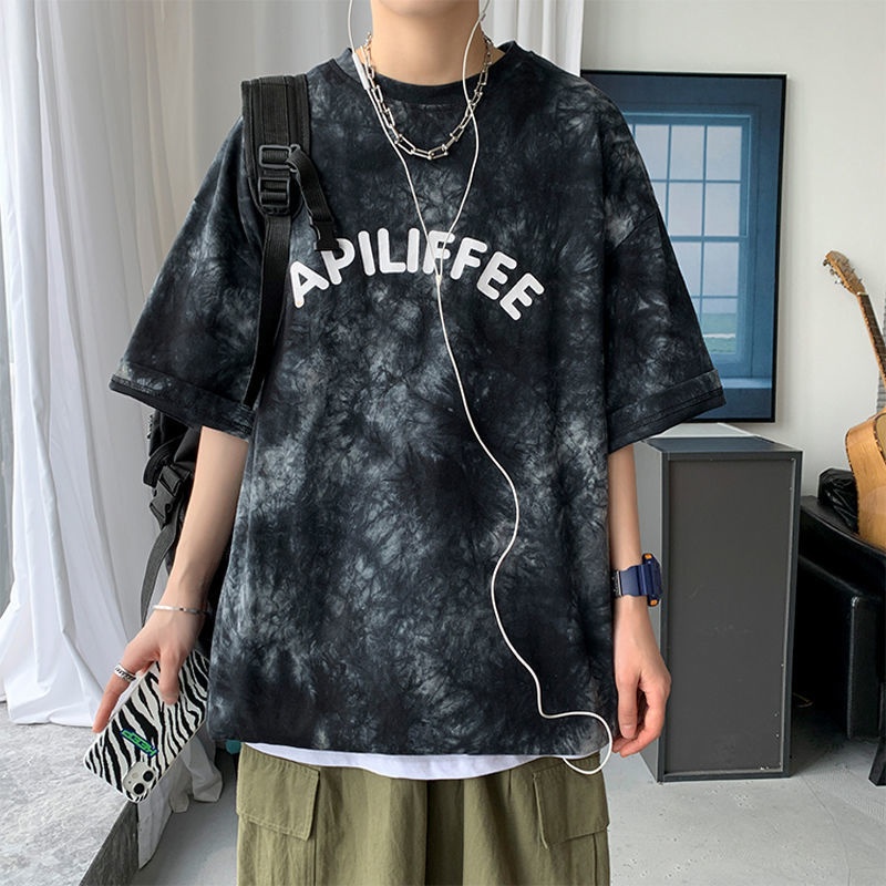 T-shirt noir tie-dye à manches - Street Fashion Hong Kong avis et prix