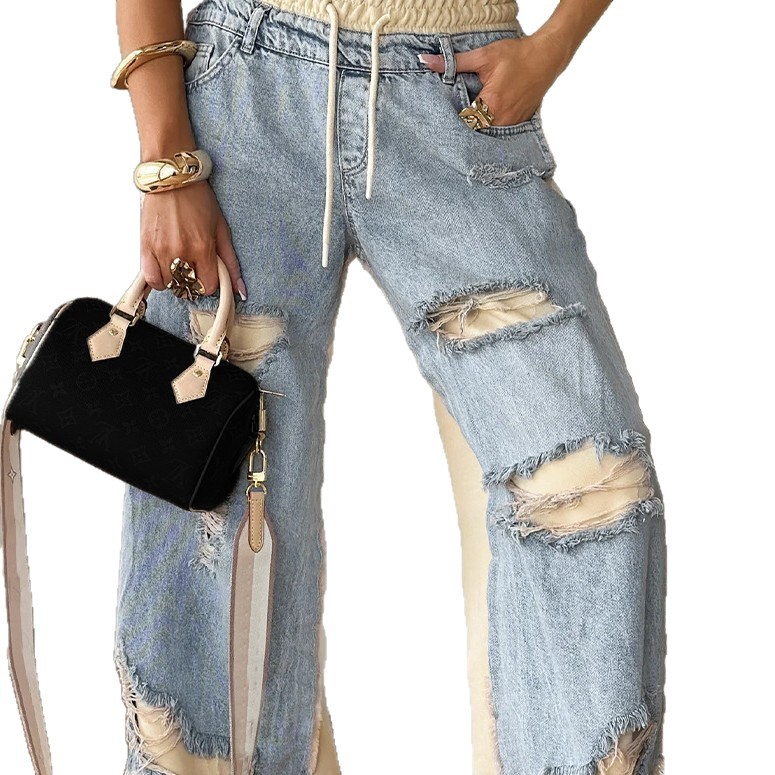 Jean perforé fin à lacets, Sty - Street Fashion Hong Kong avis et prix